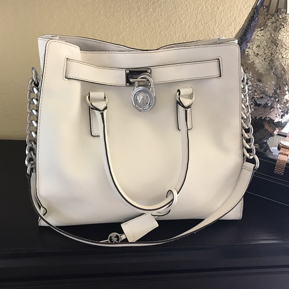 Michael Kors Handbags - Michael Kors White Hamilton Large