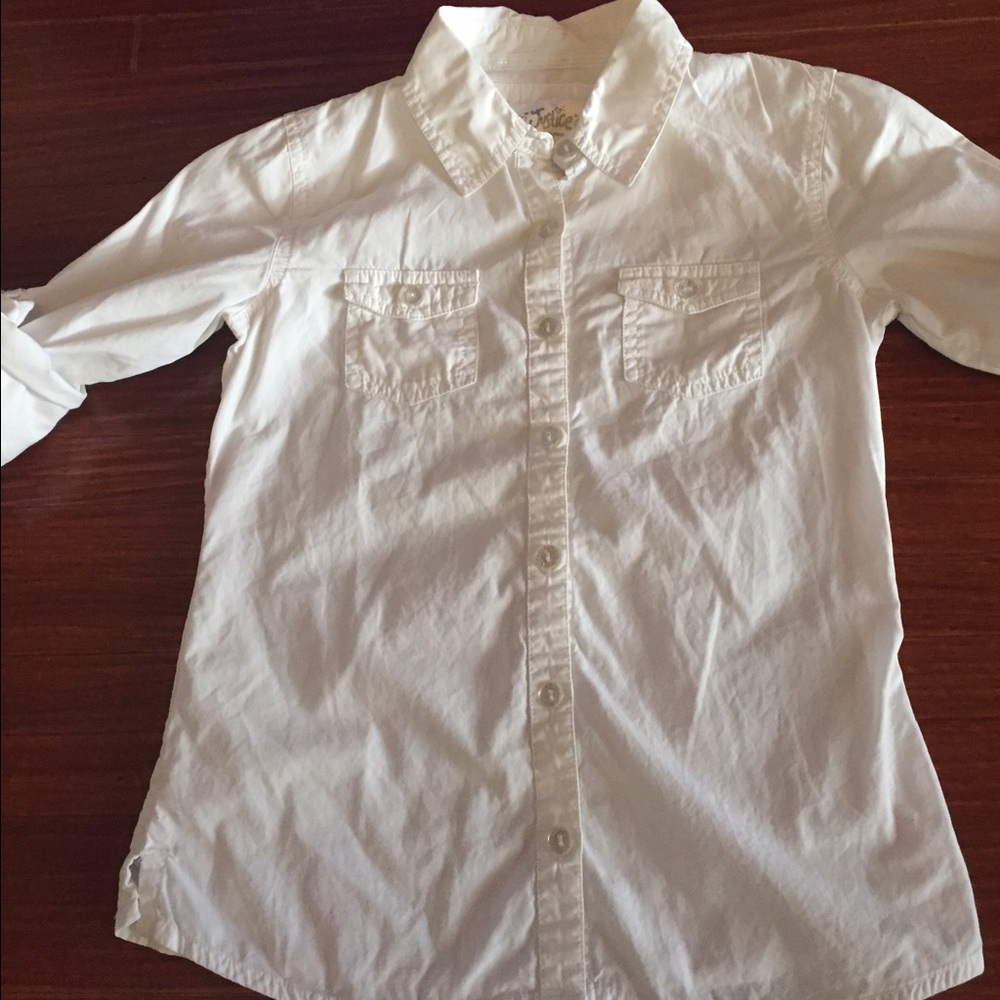 Justice white button down shirt