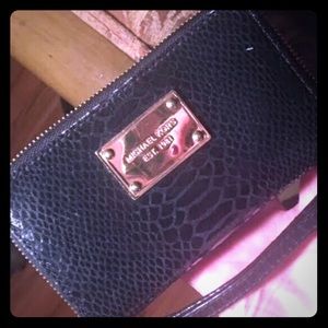 Michael Kors black faux snake skin wristlet