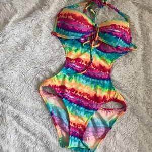 Rainbow Tie-dye Monokini/ one piece swimsuit NWOT