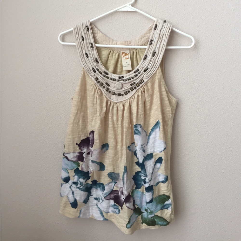 Anthropologie tank top with beaded top