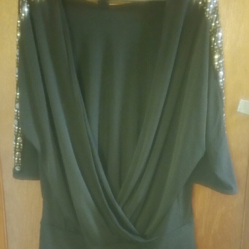 Low Cut Cross Top with Studded Sleeves