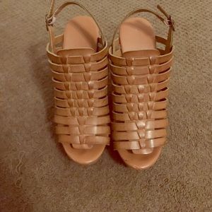 Tan platform wedges