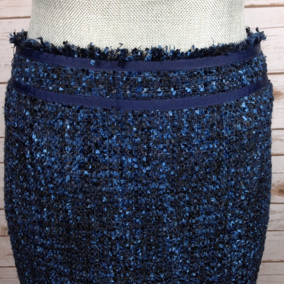 J McLaughlin Tweed Pencil Skirt Blue/Black - Picture 2 of 4