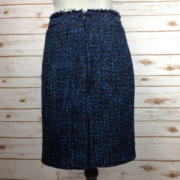 J McLaughlin Tweed Pencil Skirt Blue/Black - Picture 3 of 4