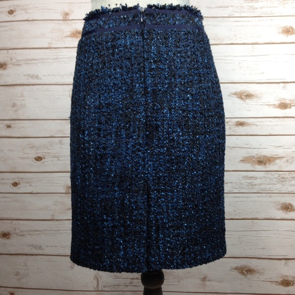 J McLaughlin Tweed Pencil Skirt Blue/Black - Picture 4 of 4