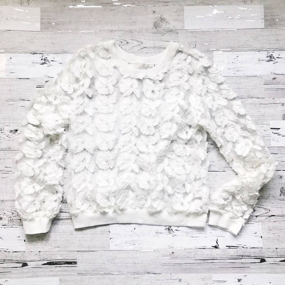 J.O.A Floral Lace Pullover Sweatshirt Top