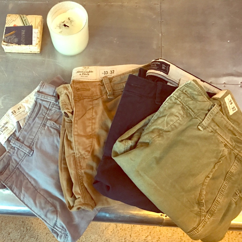 Bundle of 4 Abercrombie chino pants 33x32