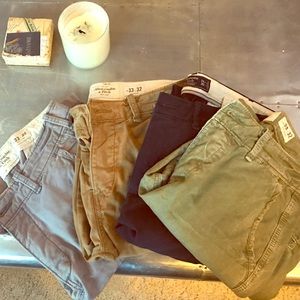 Bundle of 4 Abercrombie chino pants 33x32
