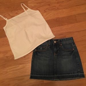 Old Navy denim skirt and Cherokee tank