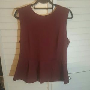 Wine peplum top BNWOT