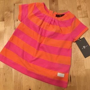 7 For All Mankind | Shirts u0026 Tops | Seven For All Mankind Pink Orange  Striped Shirt | Poshmark