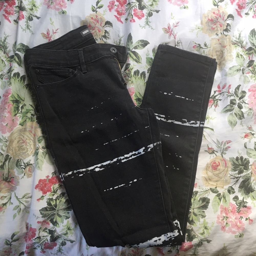Black with white "paint" jeans