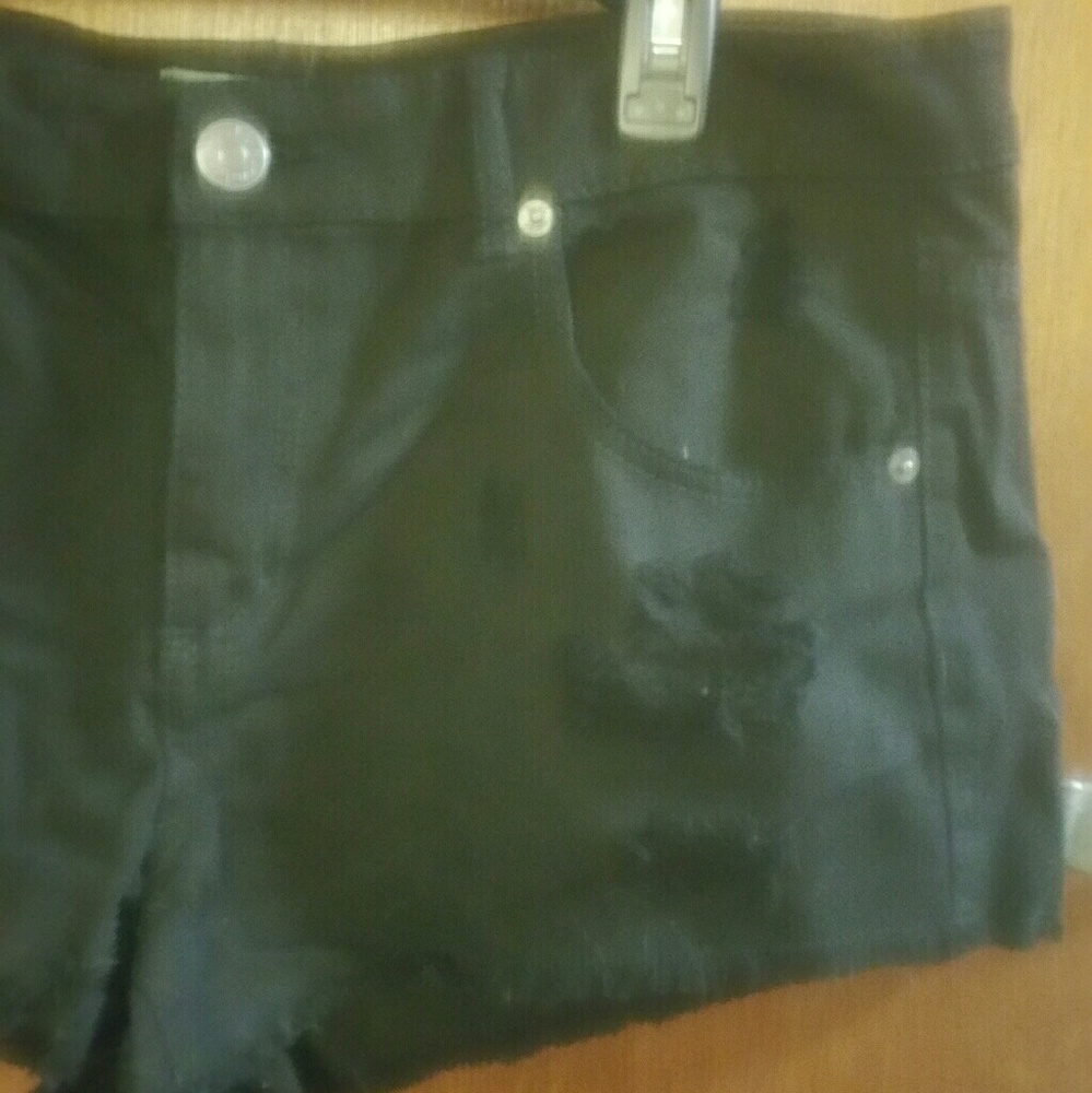 Destroyed Black Denim Shorts NWOT