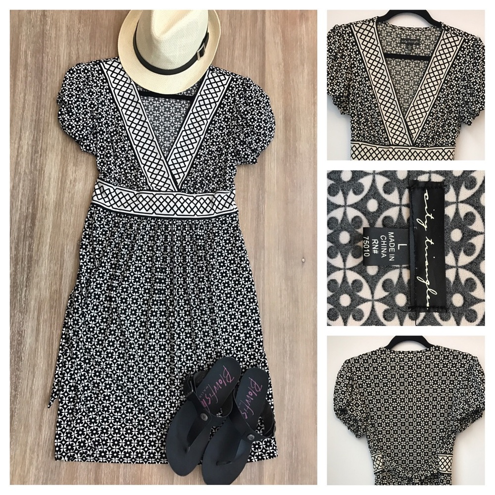 Black and cream printed dress