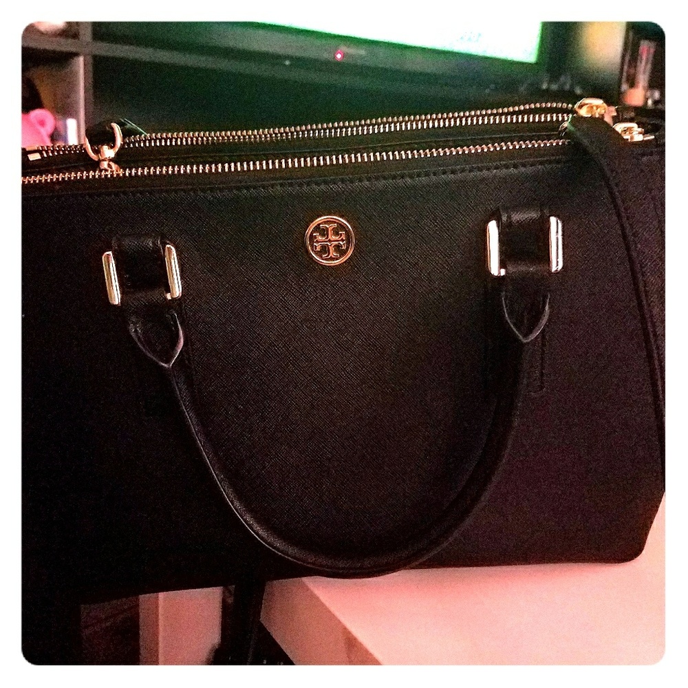 Tory Burch Black Robinson Mini EW Tote