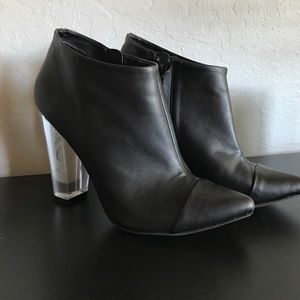 Ankle booties with clear heel