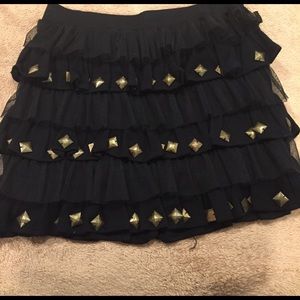 Black and gold tiered mini skirt
