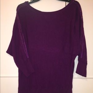 WHBM Lace Cut Out Sleeve Purple Top