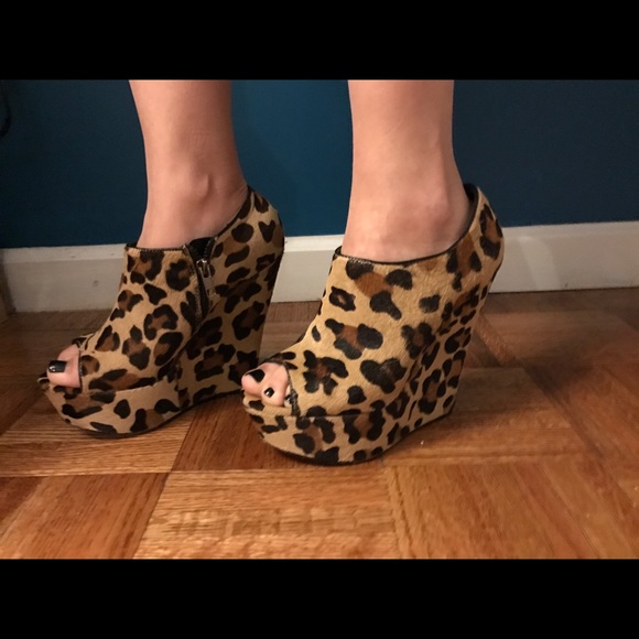 Steve Madden Shoes - Steve Madden Leopard pony hair peep toe booties