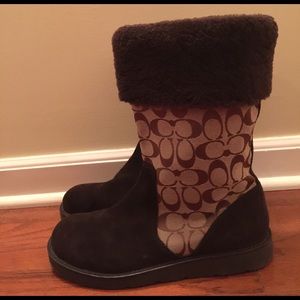 NWOT Brown Coach Logo Winter Boots - size 10.