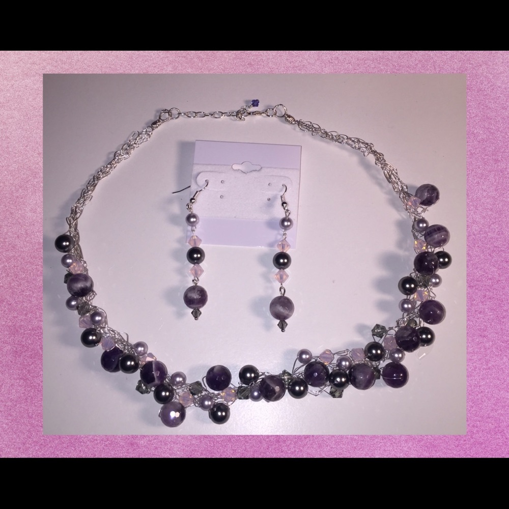 Handmade necklace and earring set