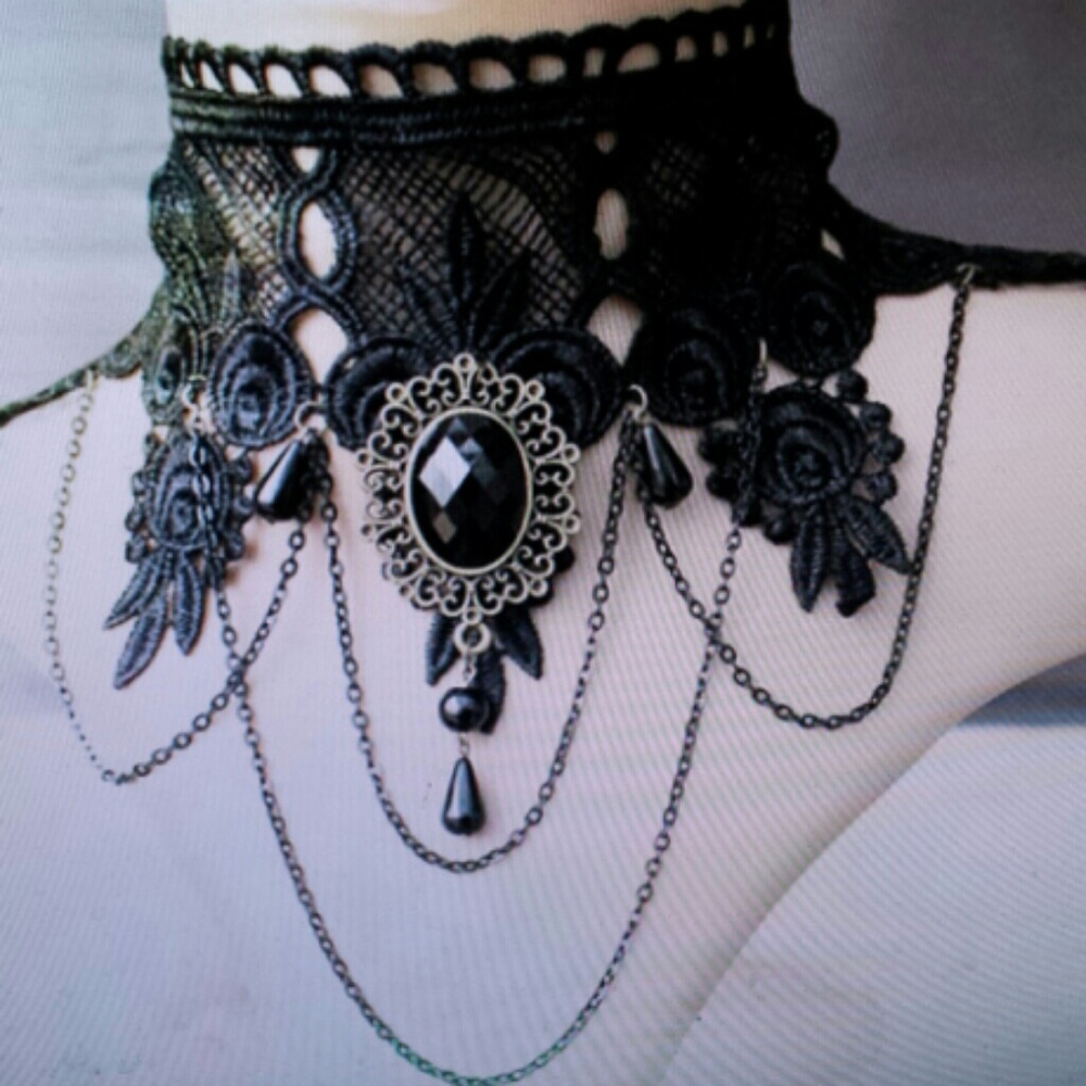 Victorian black lace Lolita collar gothic choker