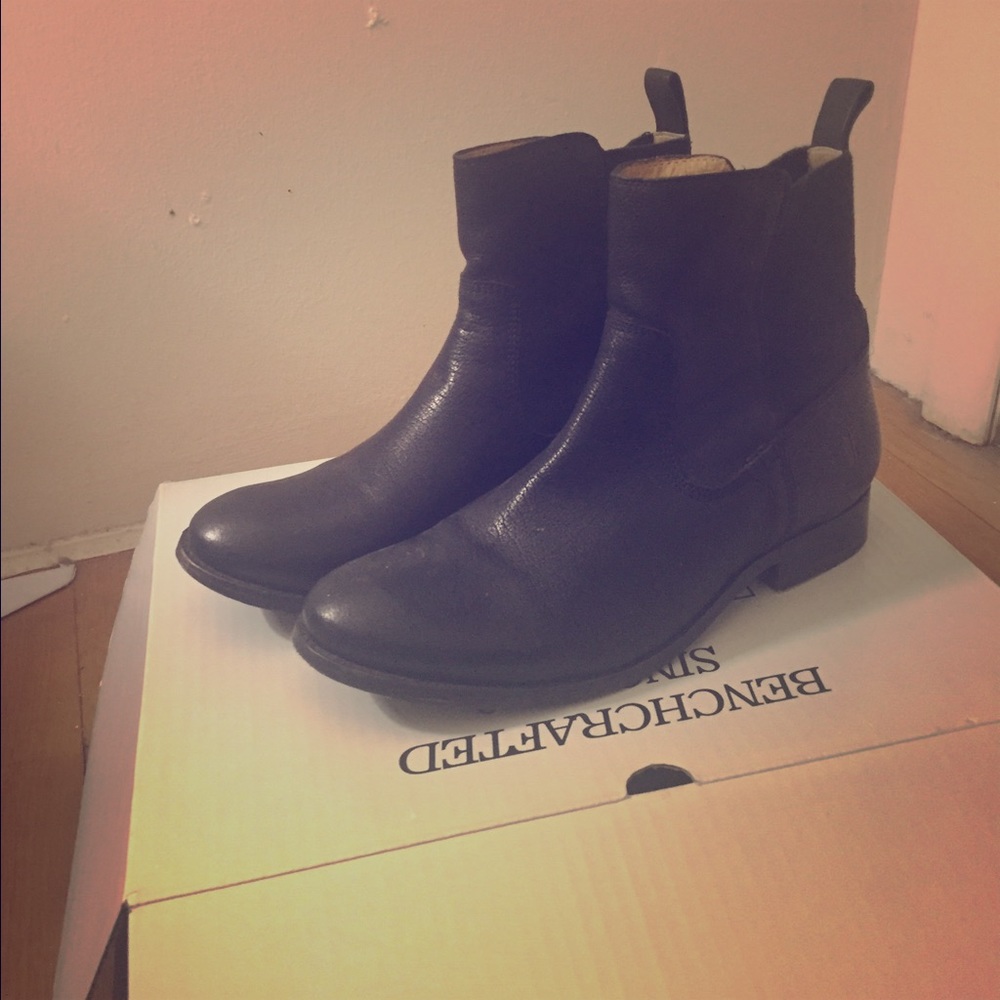 Black Frye boots! Worn once, in original box