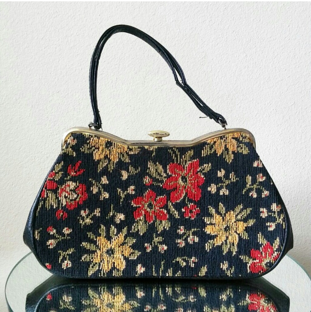 Vintage Tapestry & Leather Bag