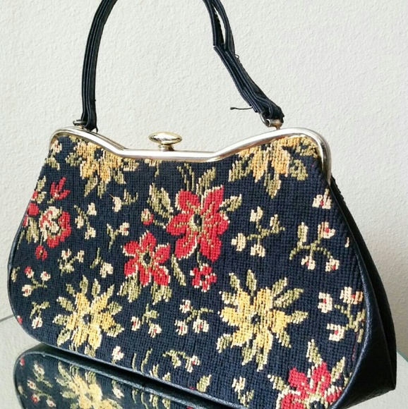 Vintage Tapestry & Leather Bag - Picture 2 of 3