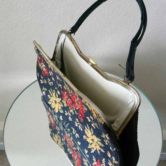 Vintage Tapestry & Leather Bag - Picture 3 of 3