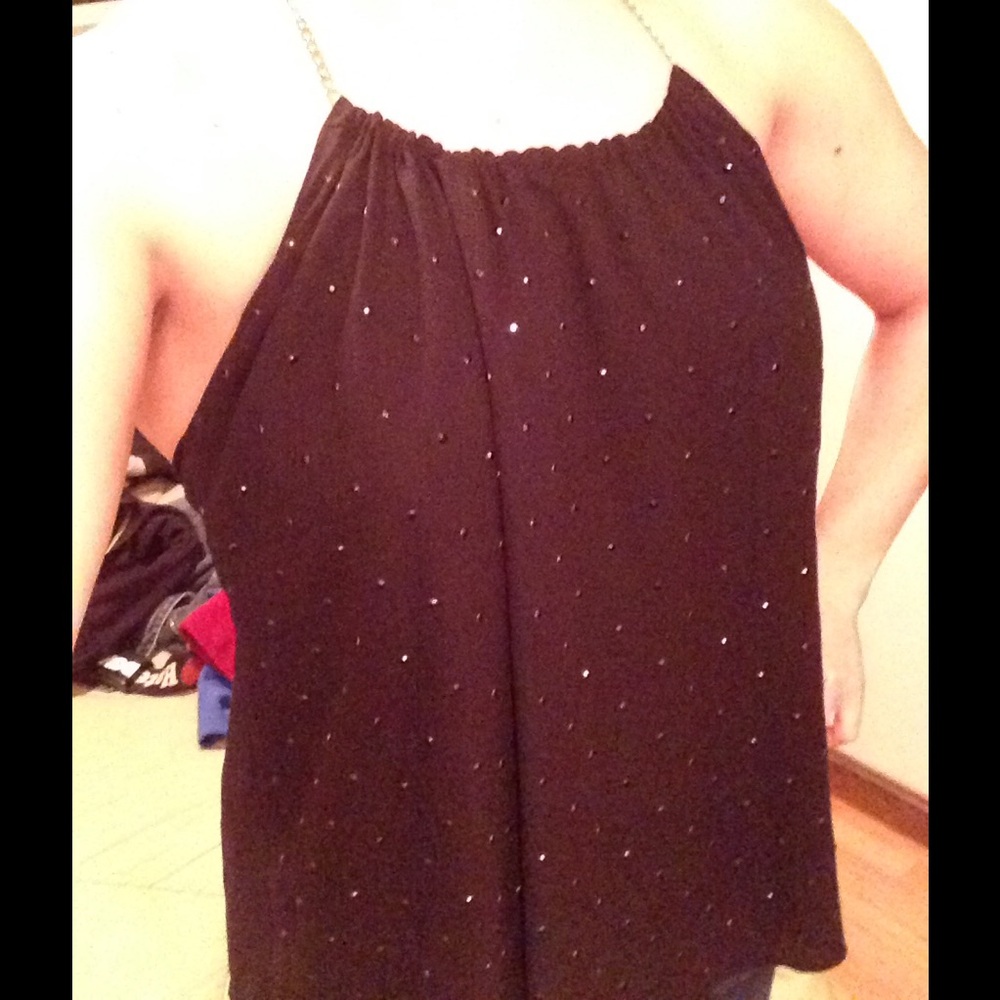 NWT Gorgeous Black Express Tie-Back Halter Small