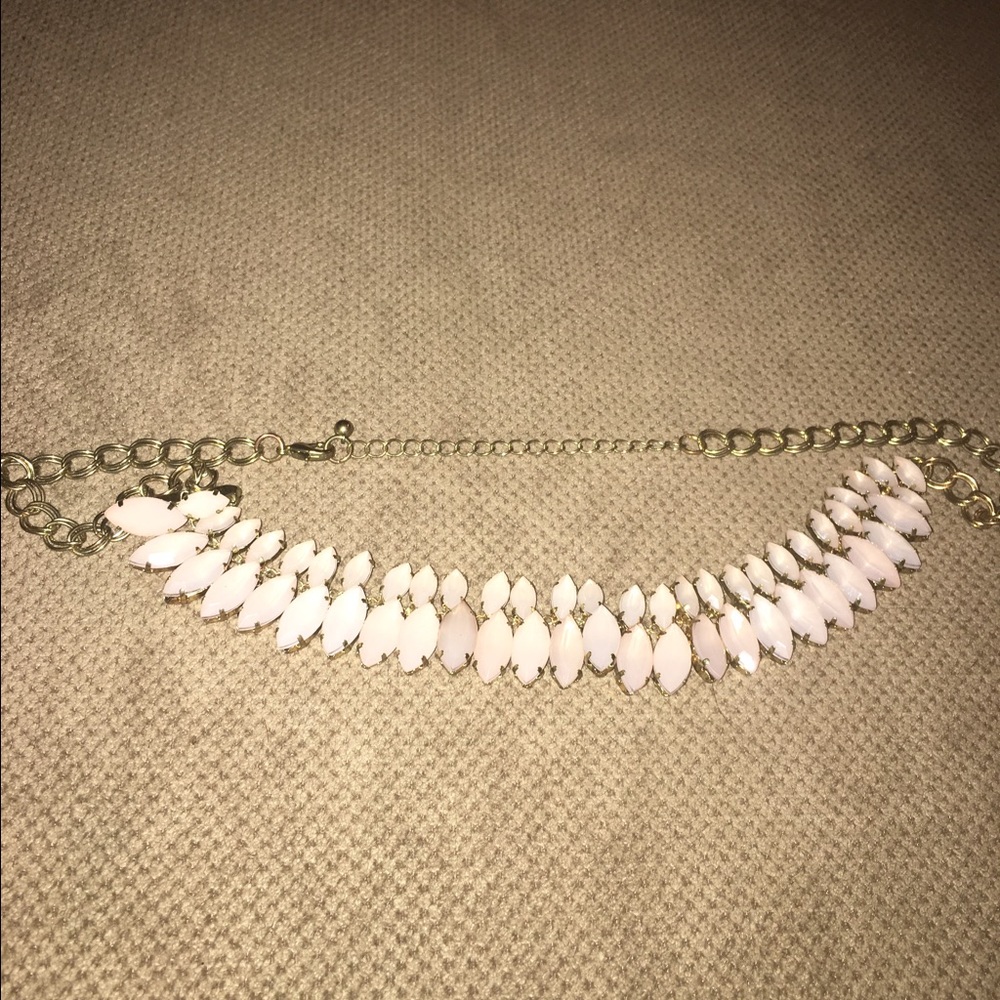Pink teardrop necklace.
