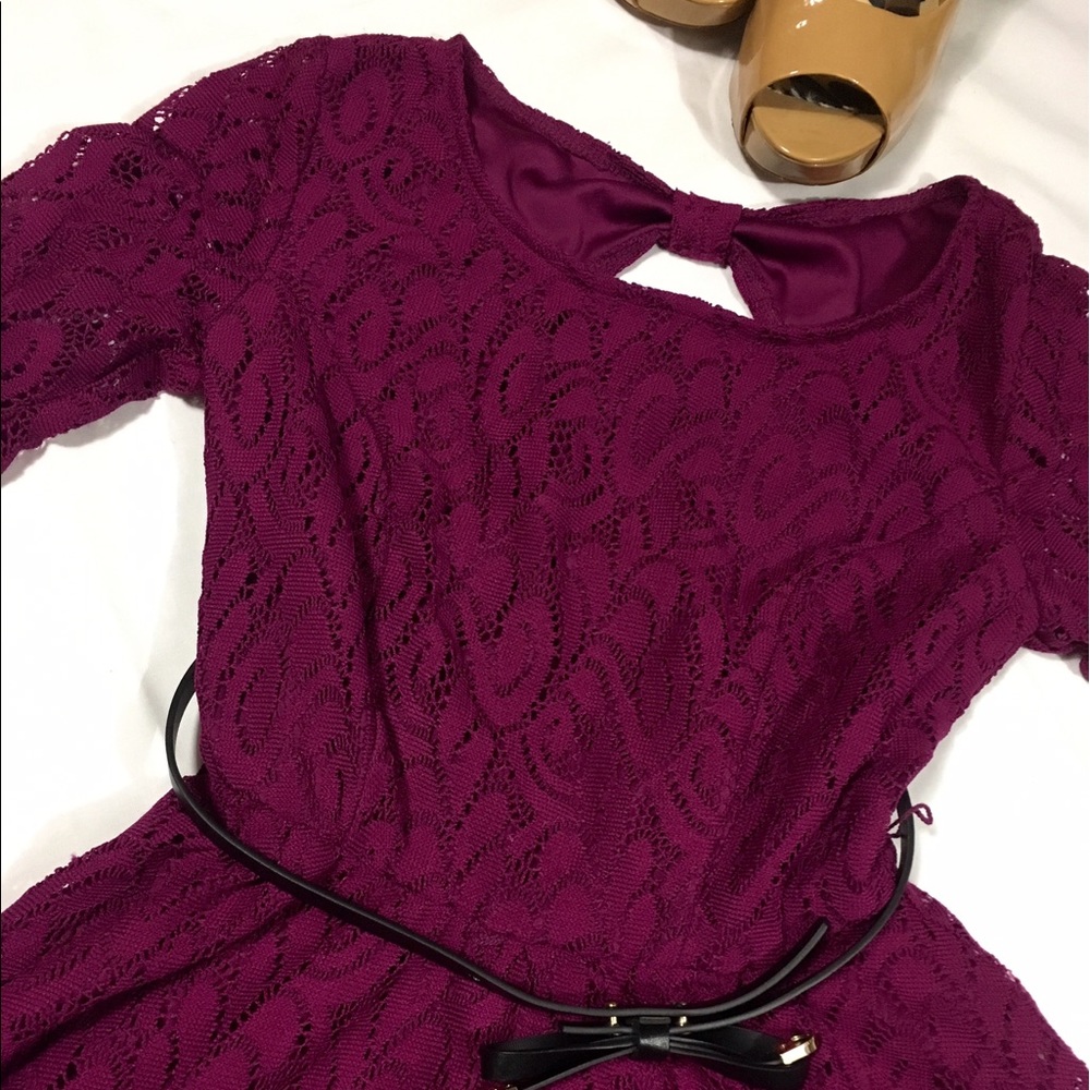 IZ lace overlay purple Skater dress