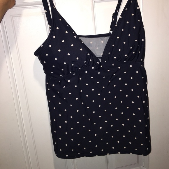 Navy blue tankini with white polka a dots - Picture 1 of 2