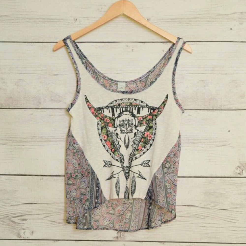 🌹Floral Bull Skull Tank🌹