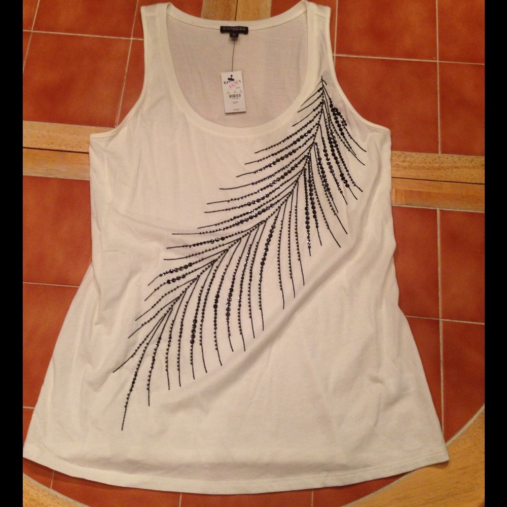 NWT Express Cream Feather Tank Small