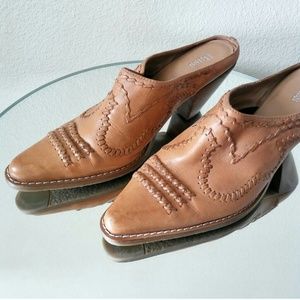 Vintage Whipstitched Leather Mules
