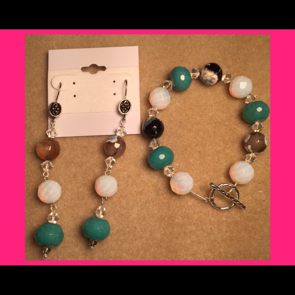 Handmade bracelet and earring set