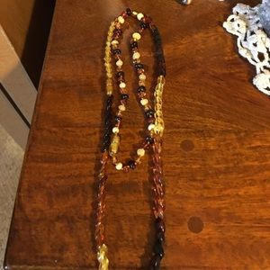 Genuine amber mommy and baby necklace