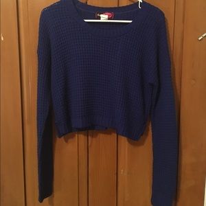 Medium royal blue long sleeve crop top sweater