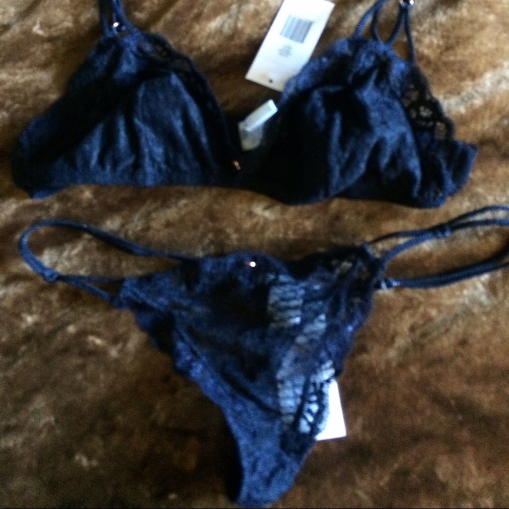 Navy blue Bralette and matching Thong