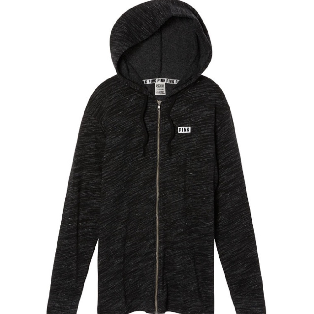 V.S. PINK • Black Side-slit Tunic Hoodie, XS