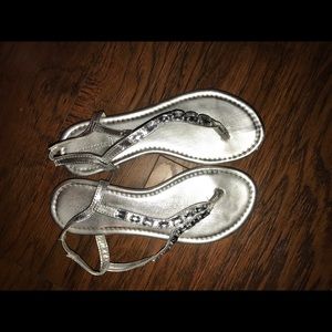 Silver jeweled sandals