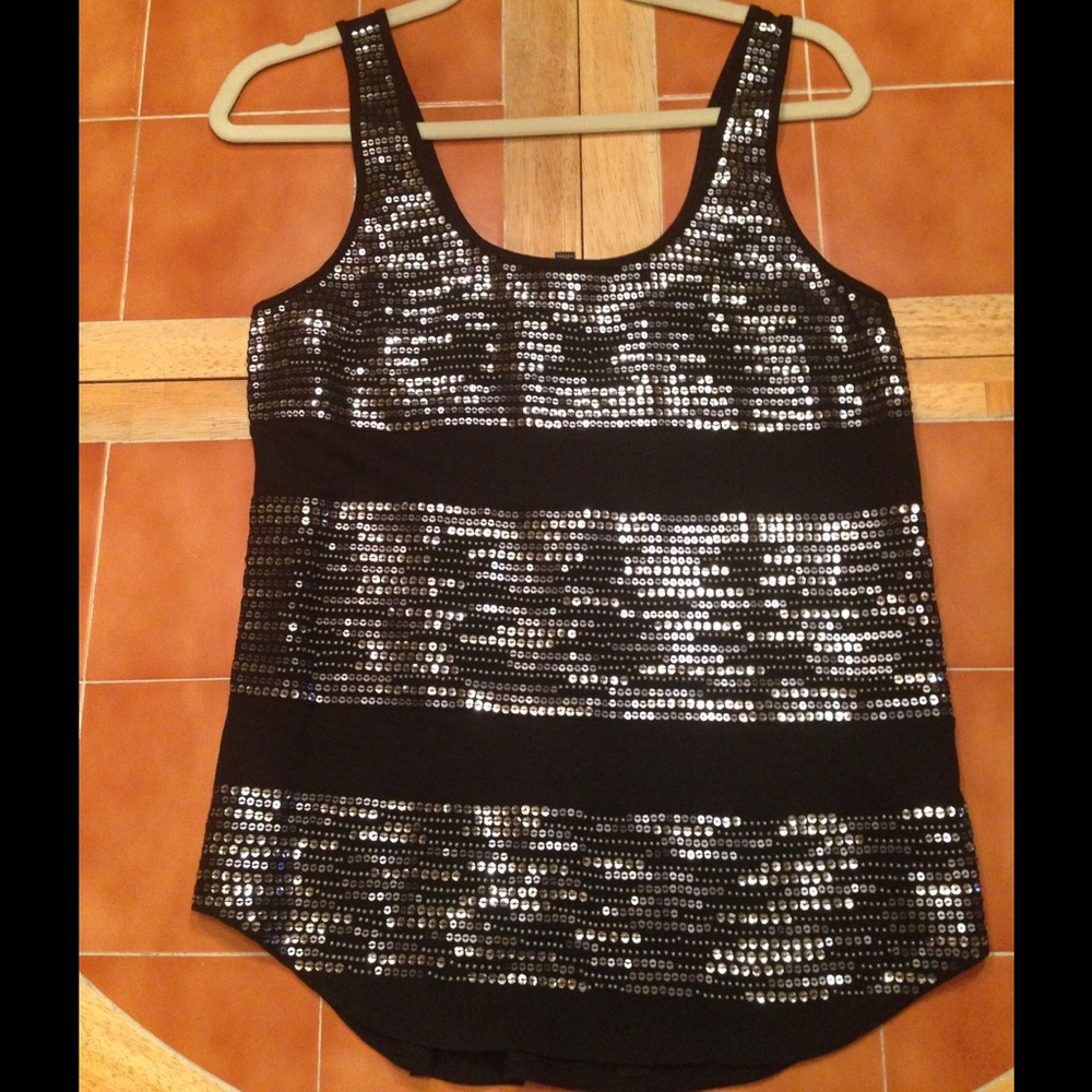 NWT Express Black Sequined Tank Small