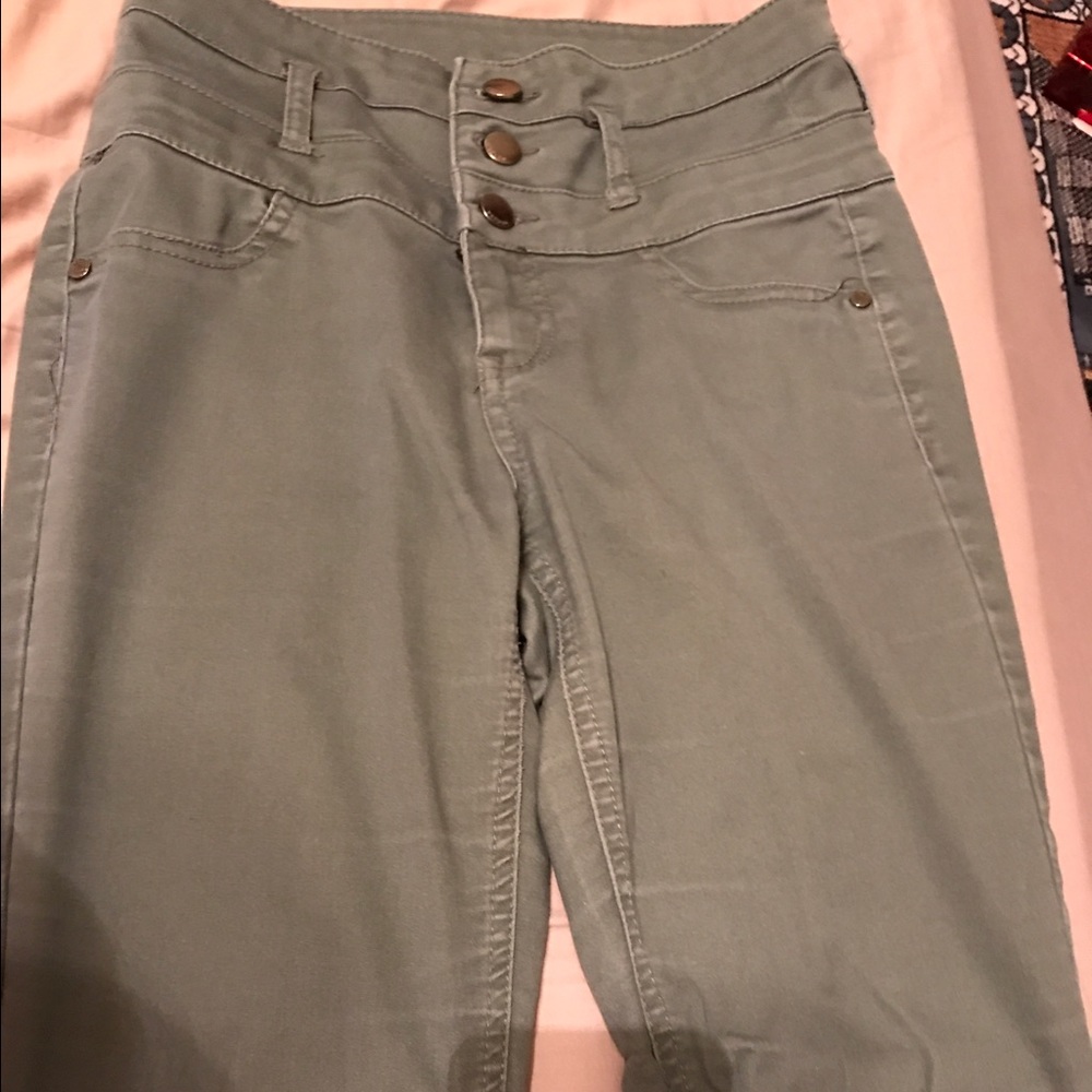 Refuge olive green high waisted skinny jeans