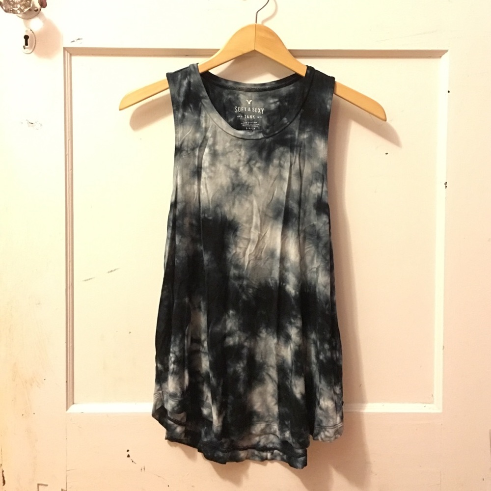 Dark Blue & White Tye-Dye Top