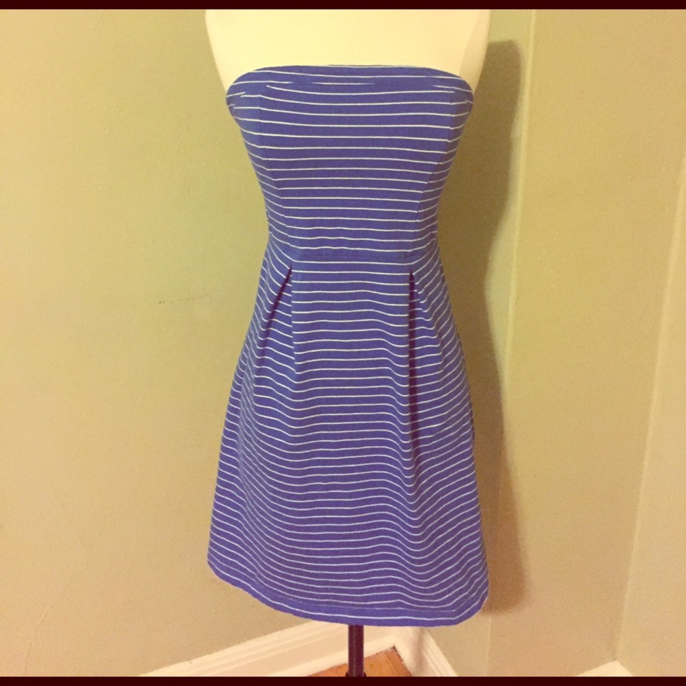 Old Navy Blue and White Strapless Dress