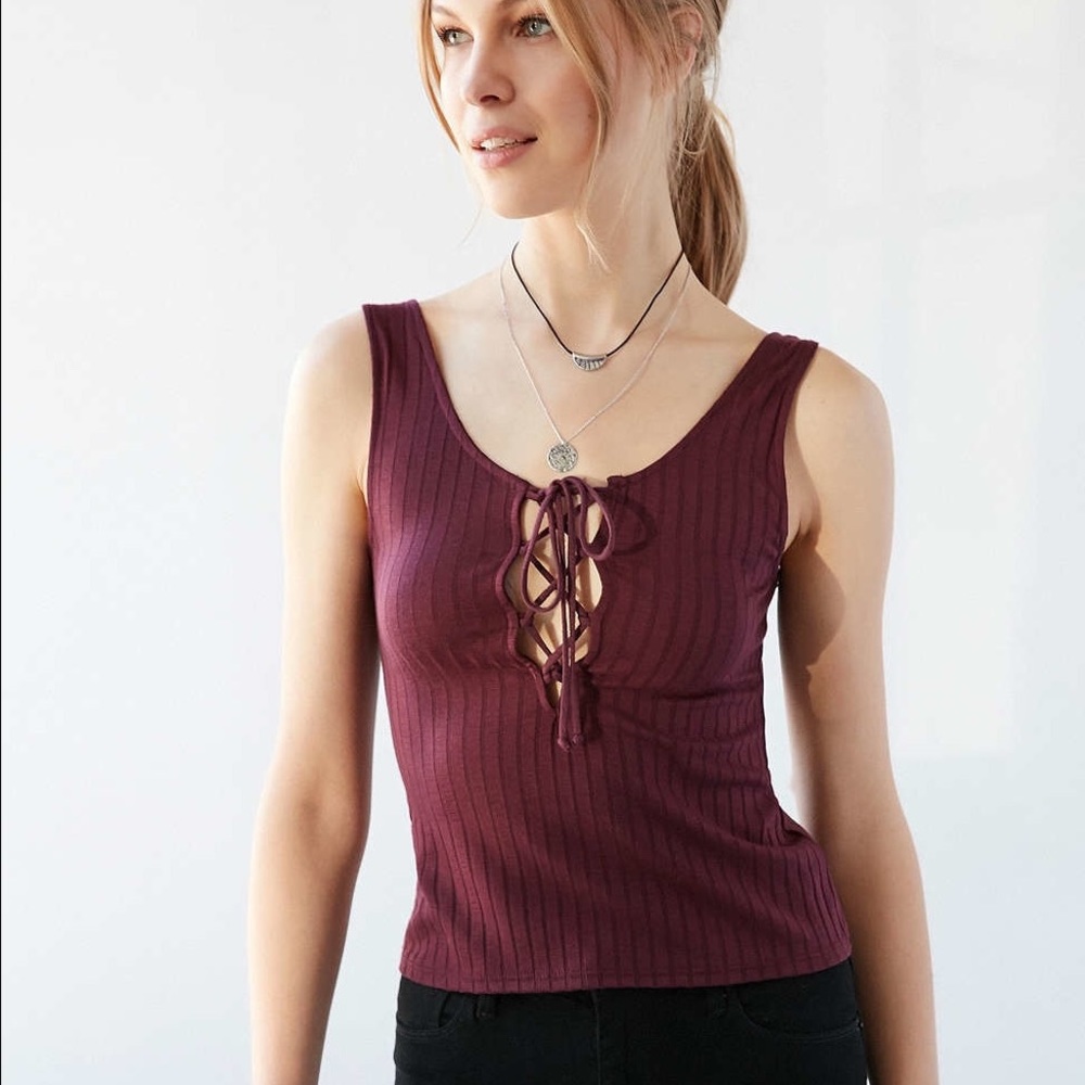 Urban Outfitter Ribbed Lace-Up Tank Top