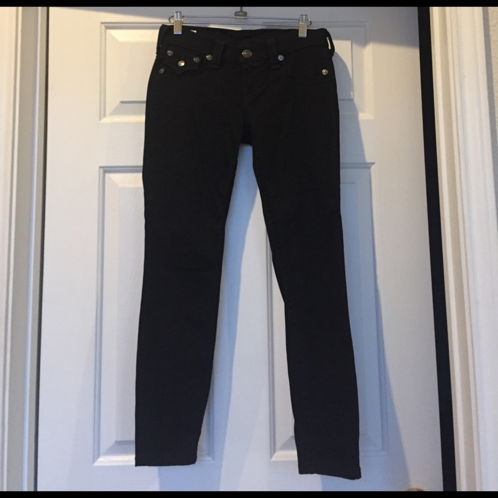 True Religion Black Skinny Jeans Size 25 (Hemmed)